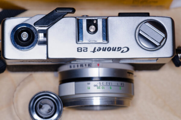 Canonet 28 en superbe état, entièrement fonctionnel avec pellicule Kodak Portra 160 et pile neuve – Image 4